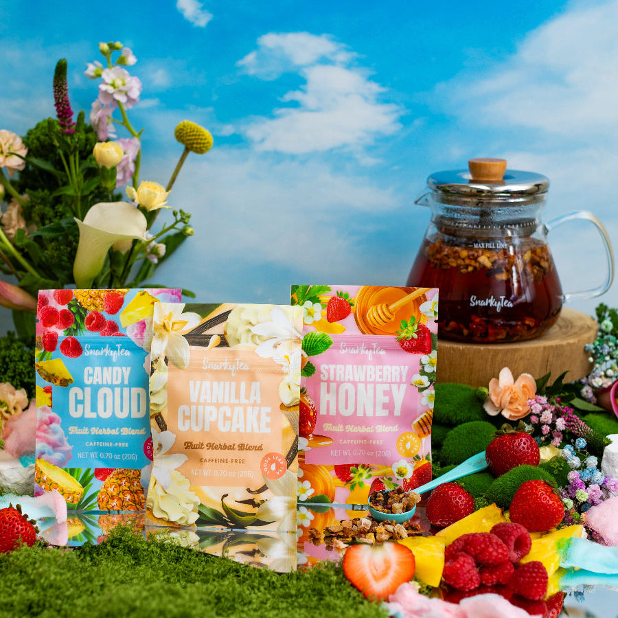 whitebox image of vanilla cupcake, strawberry honey, and candy cloud
