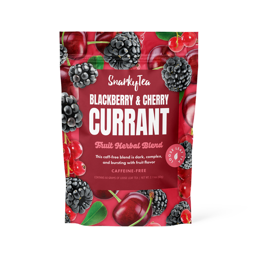A whitebox photo of a 60G bag of Blackberry & Cherry Currant