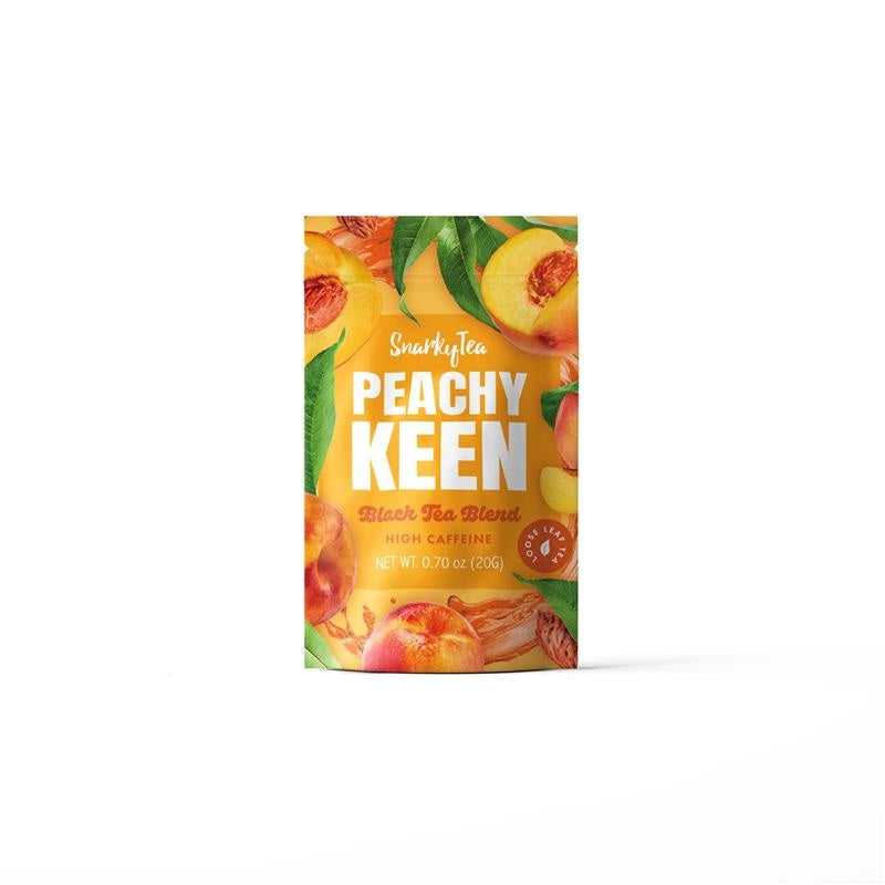 20g bag of Peachy Keen bag with peaches on bag.