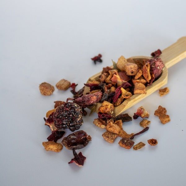 Snarky Tea Raspberry Blackberry 60G fruit herbal blend packaging on a white background